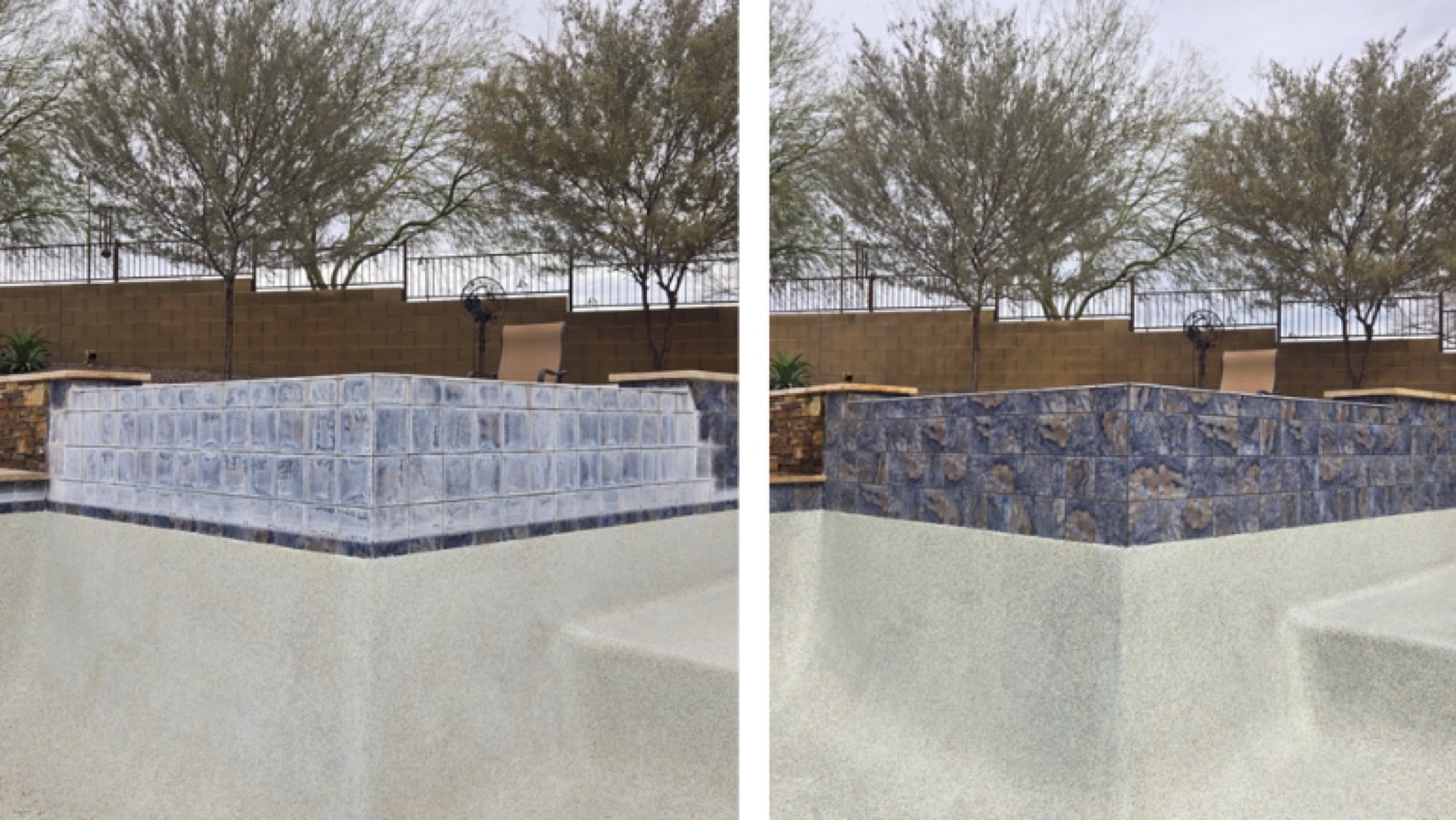 Pool Butler before and after — tile restoration
