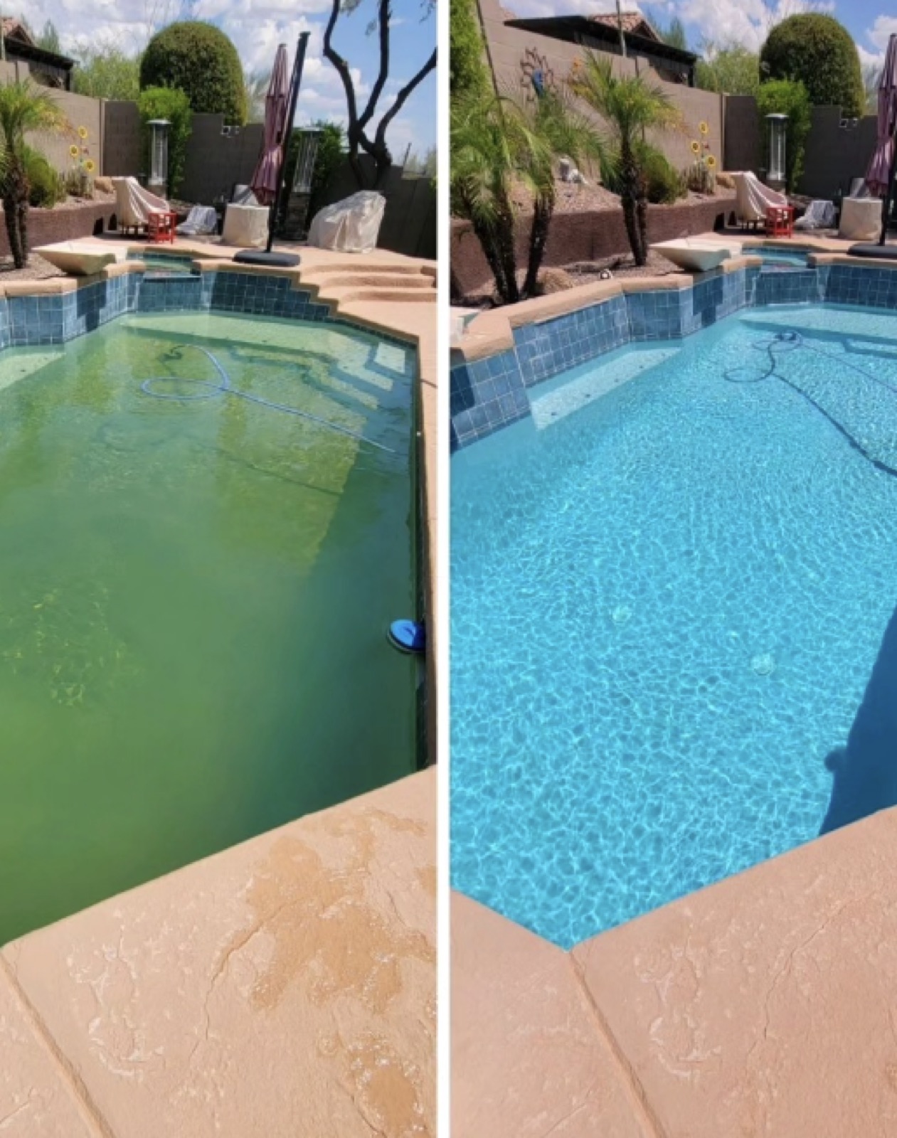Pool Butler before and after — pool service transformation