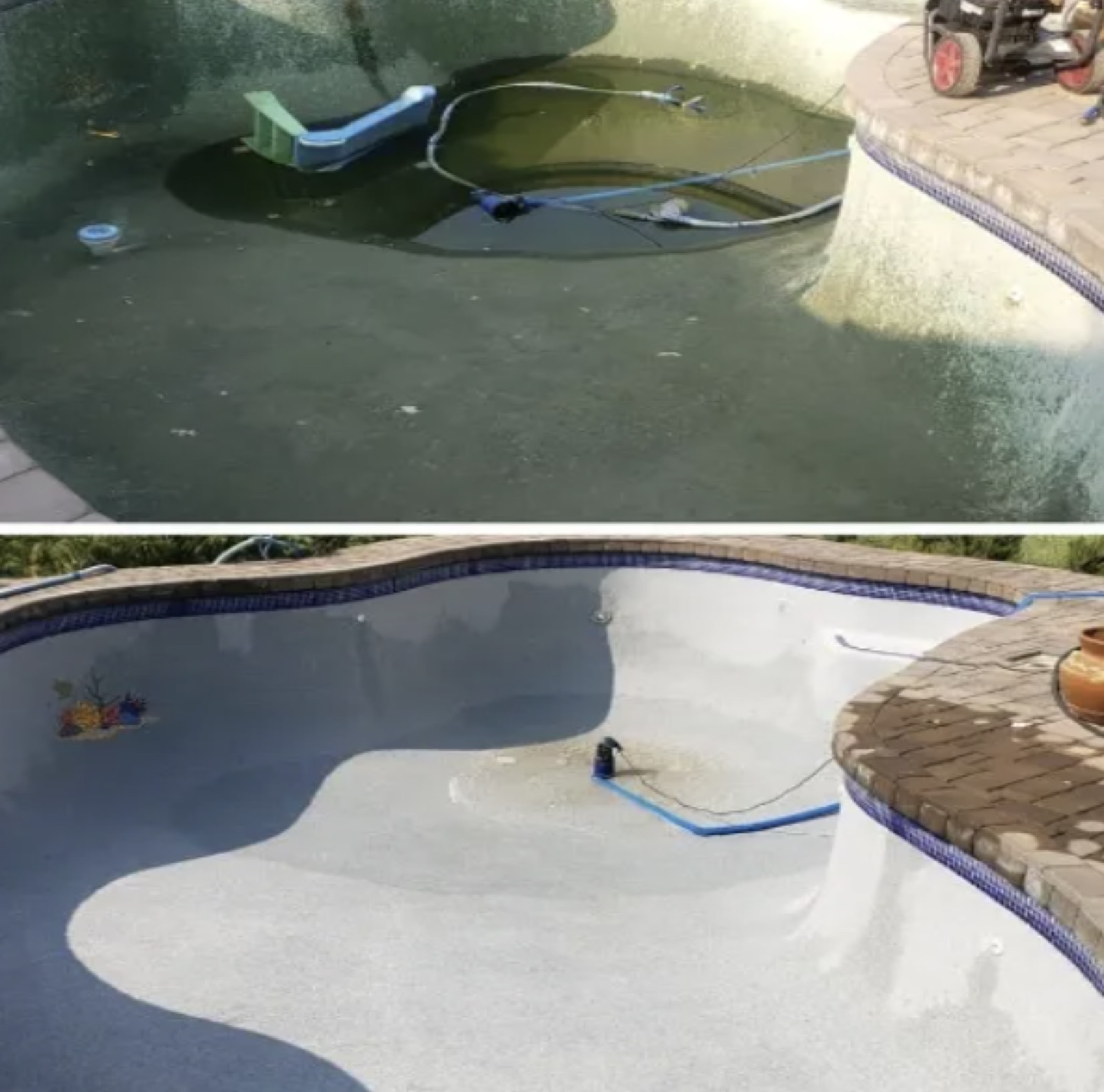 Pool Butler before and after — pool restoration